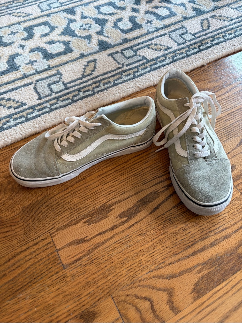 Vans Low Top Sneakers in Sage Green & White Leather